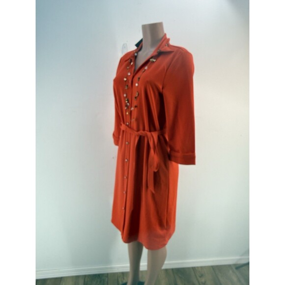 NWT Adrienne Vittadini Dress Womens M Orange Bottoms Stretch - Picture 6 of 11